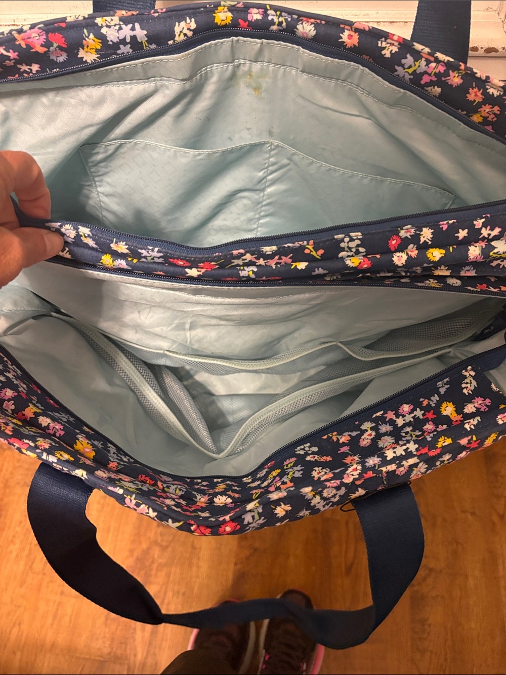 Vera Bradley Navy Floral Quilted Travel Tote - Picture 3 of 3